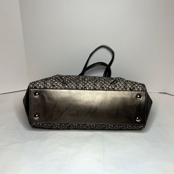 COACH Authentic Tote Carryall Shoulder Bag Purse Snake Print Leather Trim Black - Picture 11 of 11
